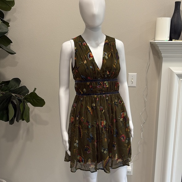 Abercrombie & Fitch Velvet Trim Butterfly Print Babydoll Dress Size Small Fairy - Picture 16 of 16